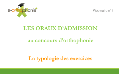 Premier webinaire sur les oraux : la typologie des exercices