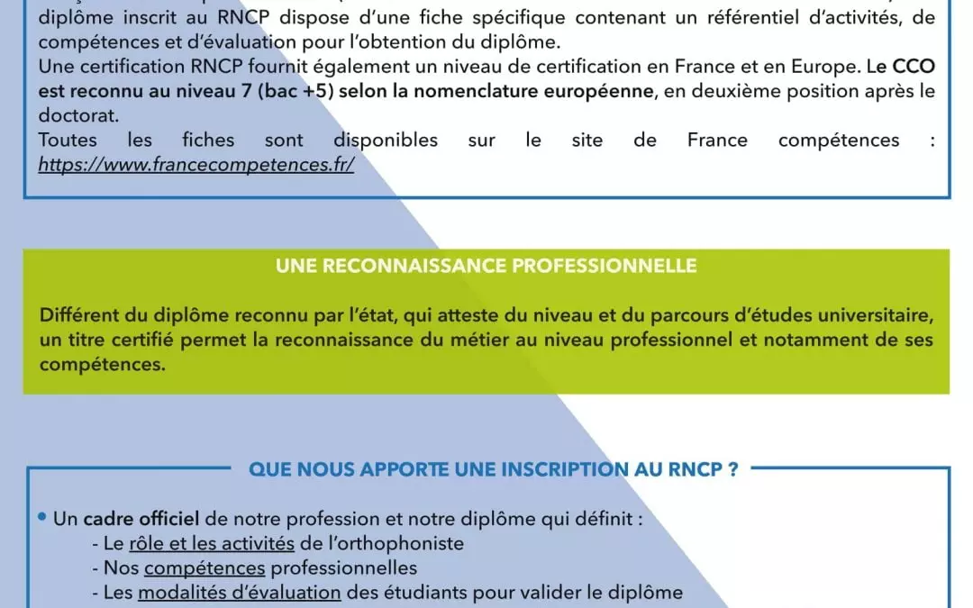 Le diplôme inscrit au RNCP ! - e-orthophonie.fr
